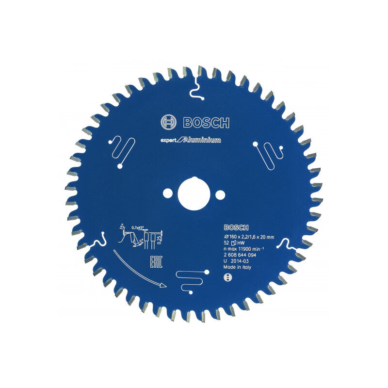 Bosch - Lame scie circulaire Expert Alu 52 dents 160x20x2,2/1,6 mm - 2608644094