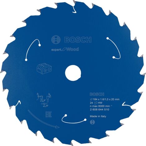 Lame de scie circulaire Expert for Wood Bosch pour scies circulaires portatives sans fil 184 x 1,6 x 20 mm 24 - 2608644510