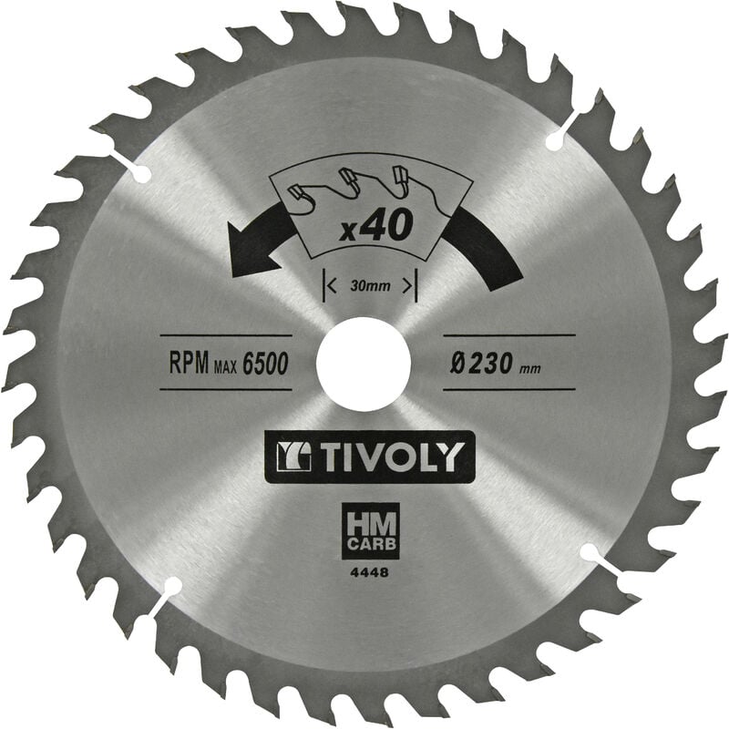 Lame de Scie Circulaire • Ø230mm • 40 Dents en Carbure • Excellente Finition • Pour Découpe du Bois Dur • Pour Découpe du Bois Stratifié - Tivoly