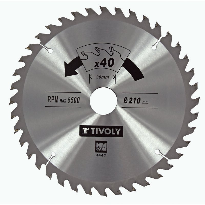 Lame de Scie Circulaire • Ø210mm • 40 Dents en Carbure • Pour Découpe du Bois Dur • Pour Découpe du Bois Stratifié - Tivoly