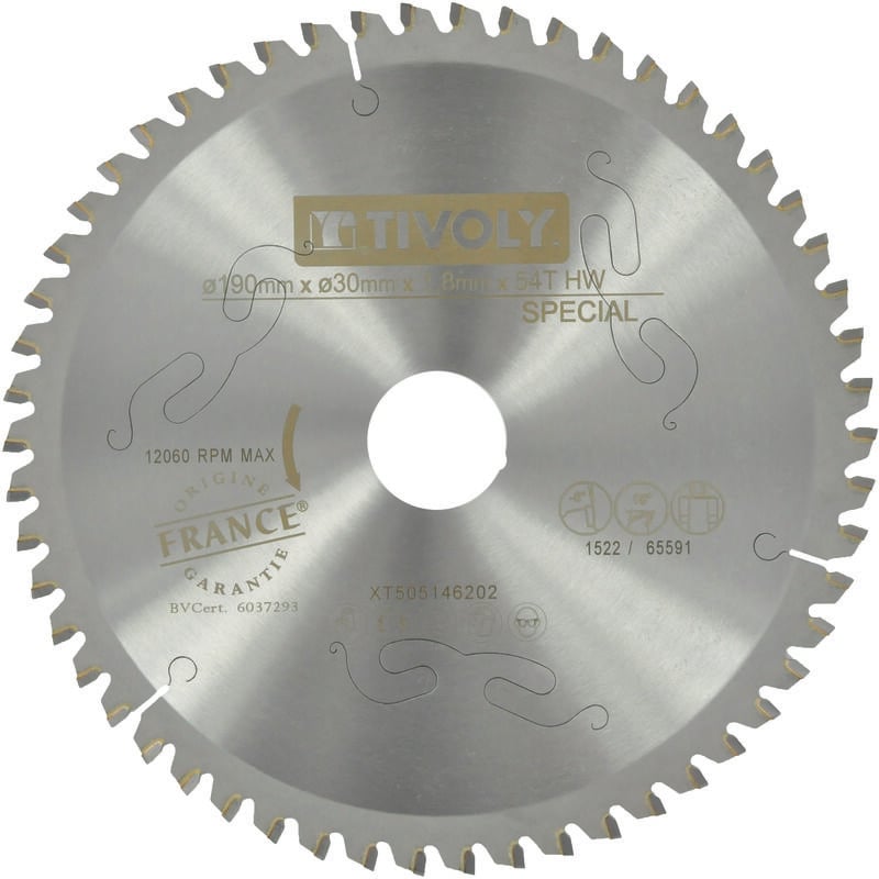 Tivoly - Lame de Scie Circulaire • Ø190mm • 54 Dents en Carbure • Excellente Finition • Pour Scie Portative • Pour Découpe Multi-Matériaux
