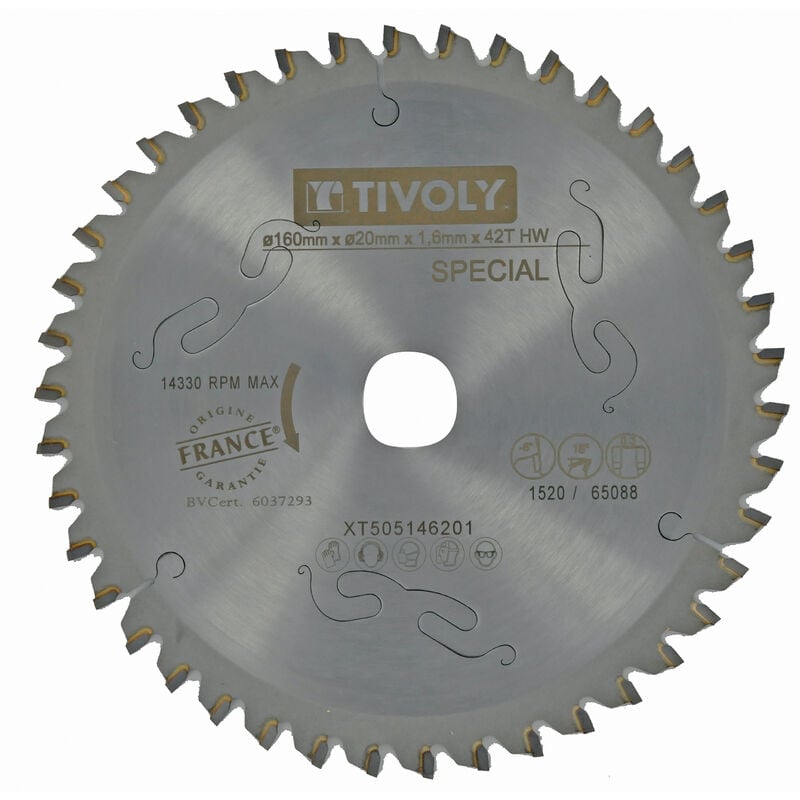 Tivoly - Lame de Scie Circulaire • Ø160mm • 42 Dents en Carbure • Excellente Finition • Pour Scie Portative • Pour Découpe Multi-Matériaux