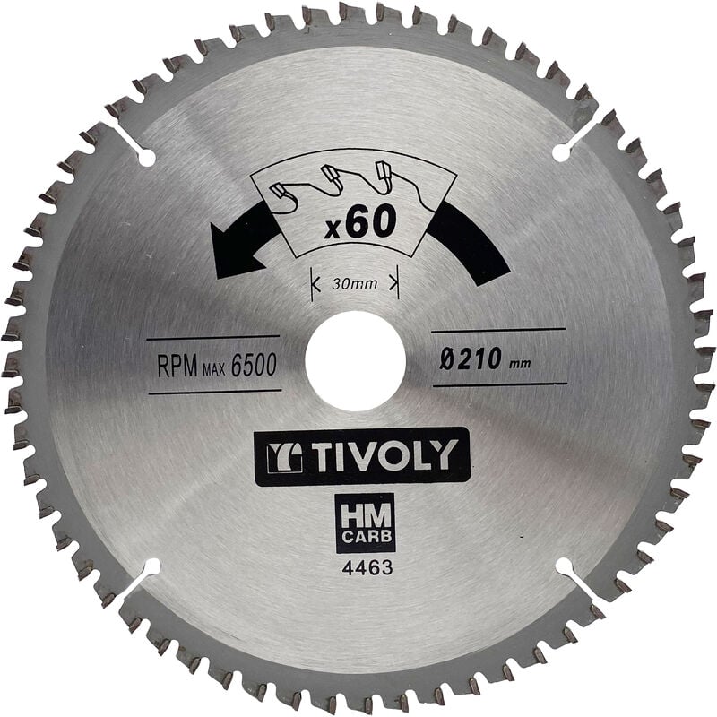 Tivoly - Lame de Scie Circulaire • Ø210mm • 60 Dents en Carbure • Pour Scie Portative • Pour Découpe Multi-Matériaux