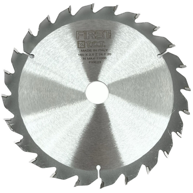 First Italia - Lame de Scie Circulaire hm d. 160 mm Alésage 20 mm epaisseur 2,5 mm Z24 Alt pour coupes de bois tendre et exotique - Haute performance