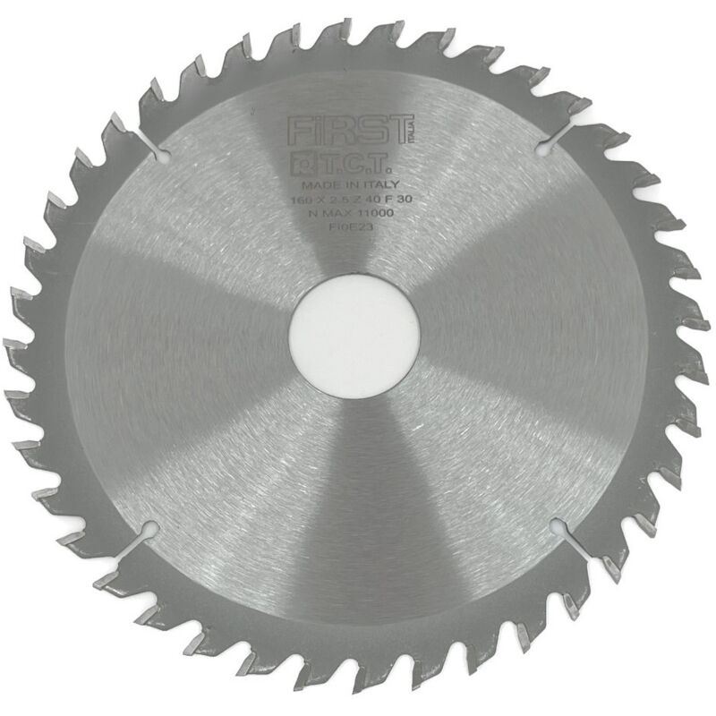 Lame de Scie Circulaire Carbure Professionnelle First Italia d. 160 mm Alésage 30 mm Épaisseur 2,5/1,6 mm Z40 pour Bois Tendre et Exotique.