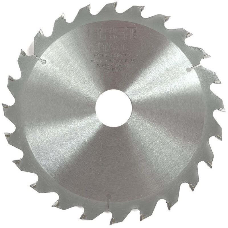 First Italia - Lame de Scie Circulaire hm d. 180 mm avec denture alternée - Alésage 30 mm - Épaisseur 2,5 mm - Idéale pour bois tendre et exotique