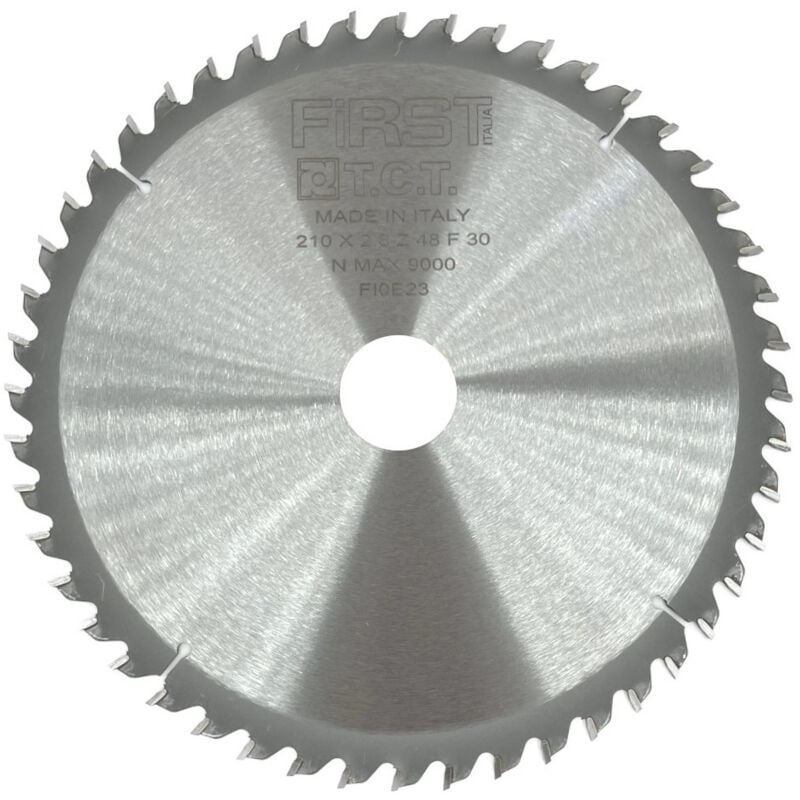 Lame de Scie Circulaire hm de 210 mm avec Denture Alternée - Alésage 30 mm - Épaisseur 2,8/1,8 mm - Conçue pour Bois Tendre et Exotique - First Italia