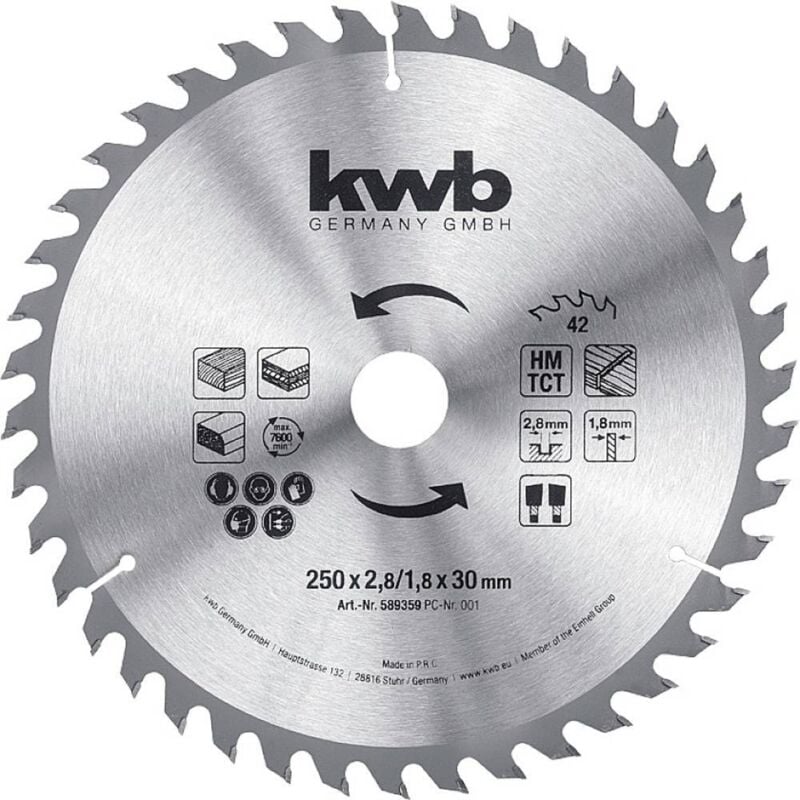 KWB - 589359 Lame de scie circulaire 250 x 30 mm 1 pc(s)