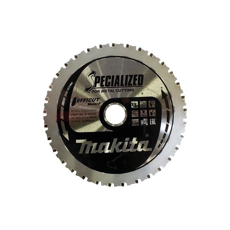Makita - Lame de scie circulaire ® ø 150 x 1,1 x 20 mm, 48 dents, pour métal et aluminium