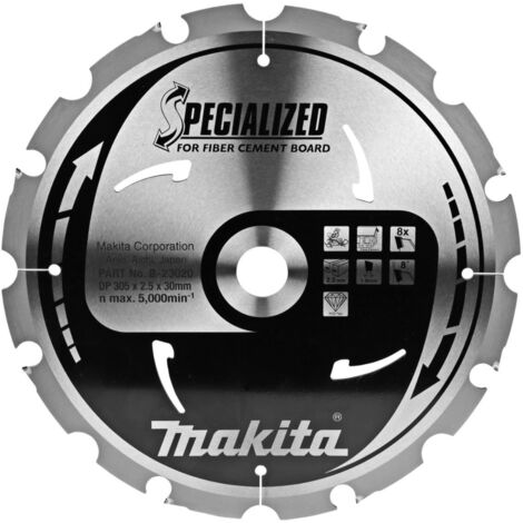 Lame de scie circulaire Makita pour fibrociment 305 x 30 x 2,5 mm - 8 dents