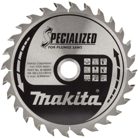 Lame de scie circulaire Makita, spéciale pour scies plongeantes 160 x 20 mm - 28 dents
