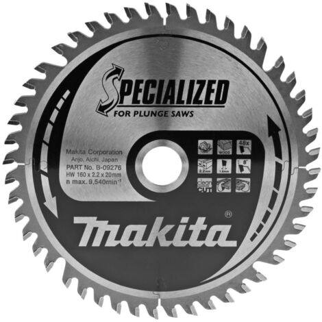 Lame de scie circulaire Makita, spéciale pour scies plongeantes 160 x 20 mm - 48 dents