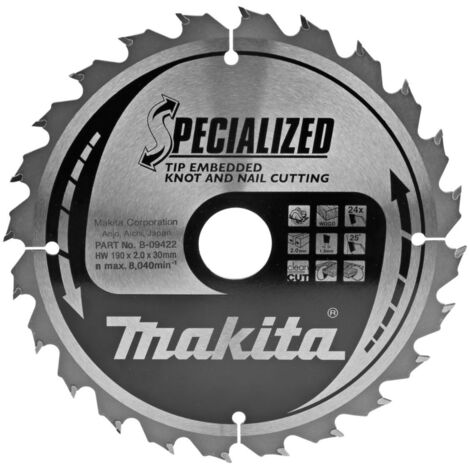 Lame de scie circulaire Makita, tranchant incorporé 190 x 30 mm - 24 dents