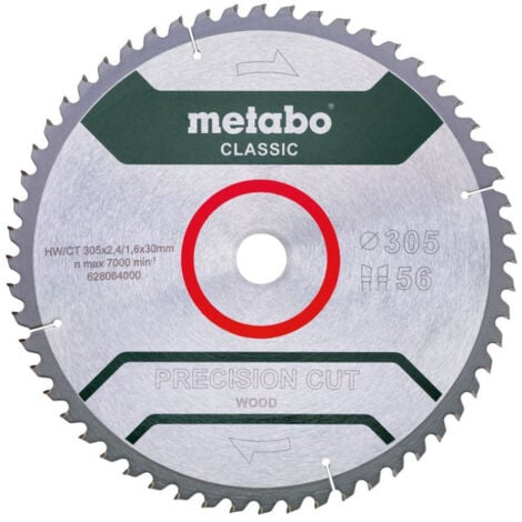 Lame de scie circulaire METABO Classic Precision Cut Wood 628064000 - HW/CT - 305x30mm - 56WZ - -5°