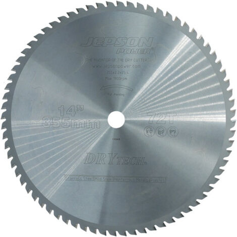 Lame de scie circulaire métal 355/72Z D.355mm B.2.2mm alésage HM D.25.4mm Z.72 JEPSON