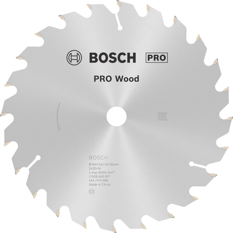 Bosch - 2 608 640 817 - Lame de Optiline Scie circulaire à bois - 184 x 16 x 2,6 mm, 24 (paquet de 1)