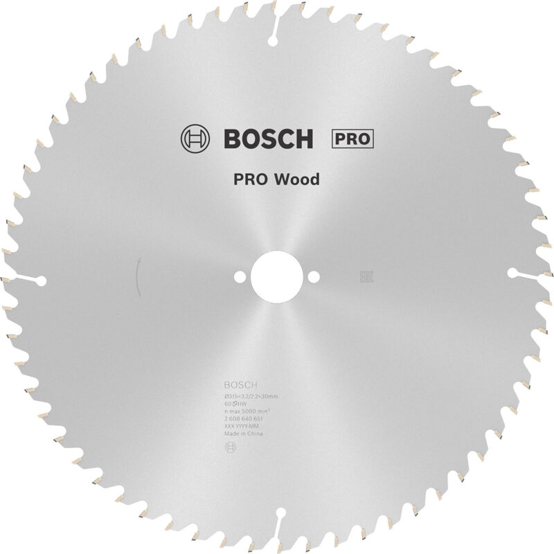 Bosch - Lame pour scie circulaire pro Wood ø extérieur 315 mm Nombre de dents 60 wz Perçage 30 mm Largeur de coupe 3,2 mm hm