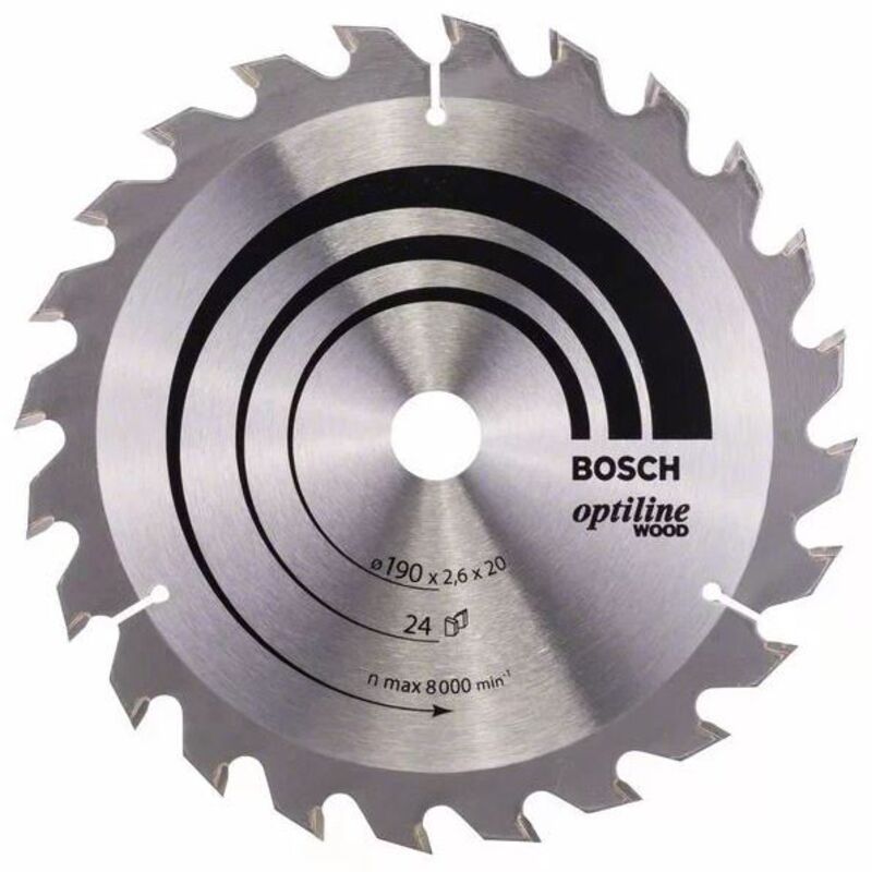 Bosch - Lame de scie circulaire 190 x 20 x 2,6mm Optiline Wood pour le bois 24 dents 2608640612