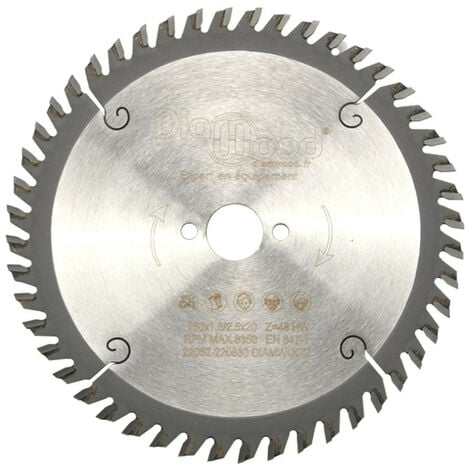 Lame de scie circulaire portative HM universelle D. 160 x Al. 20 x ép. 2,5/1,6 mm x Z48 Alt pour bois - Diamwood