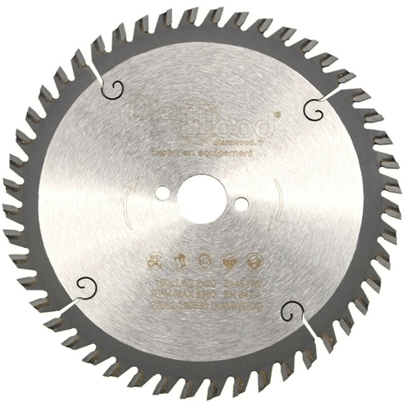 Diamwood - Lame de Scie Circulaire Portative Fine hm Universelle Finition Bois - Scie Circulaire Portative- Diamètre 160 mm - 48 Dents Alternées
