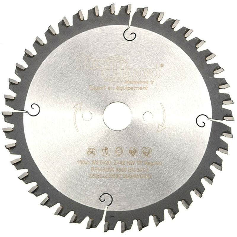 Diamwood - Lame de scie circulaire portative hm finition d. 160 x Al. 20 x ép. 2,5/1,8 mm x Z42 tp Neg pour Alu/bois