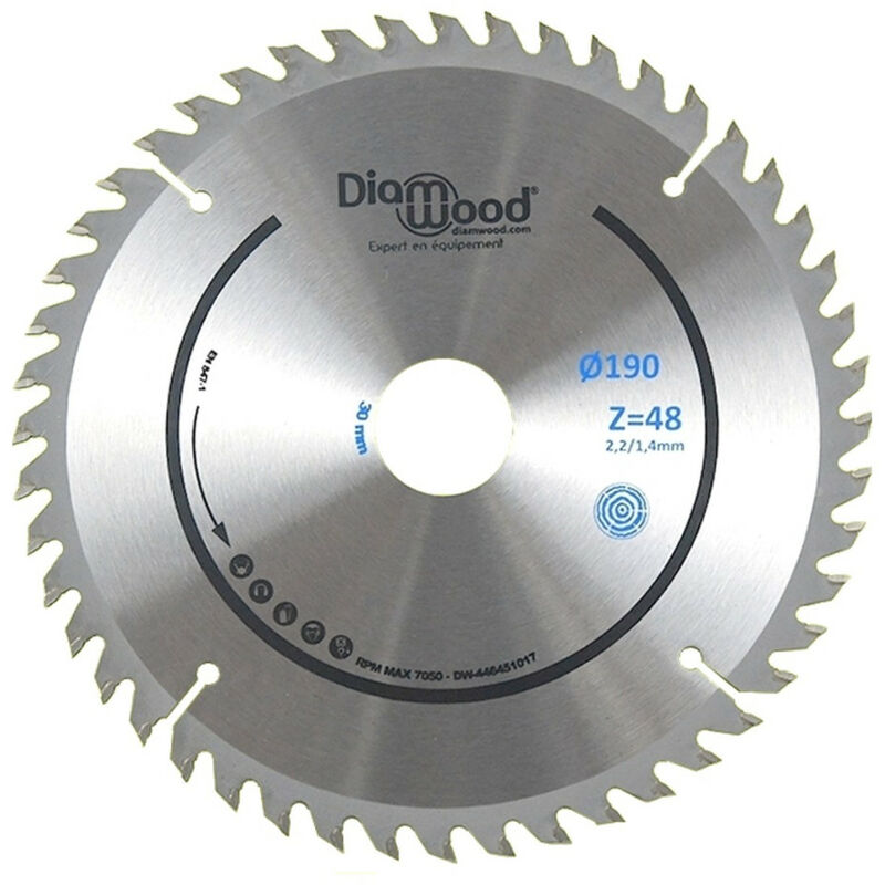 Diamwood - Lame de scie circulaire portative hm universelle d. 190 x Al. 30 x ép. 2,2/1,4 mm x Z48 Alt pour bois