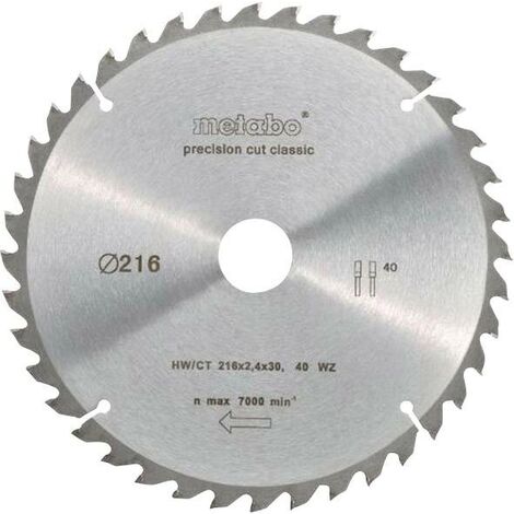 Lame de scie circulaire Precision Cut Classic Metabo 628060000 Diamètre: 216 mm Épaisseur:1.8 mm W749831