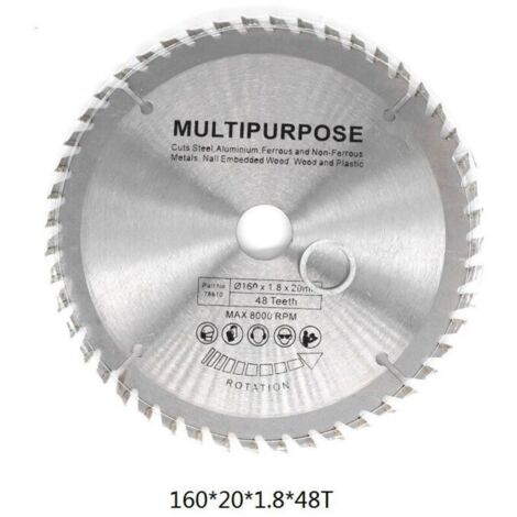 Lame de scie circulaire  Silver Disque rotatif pour la coupe du bois 48 dents，160 mm