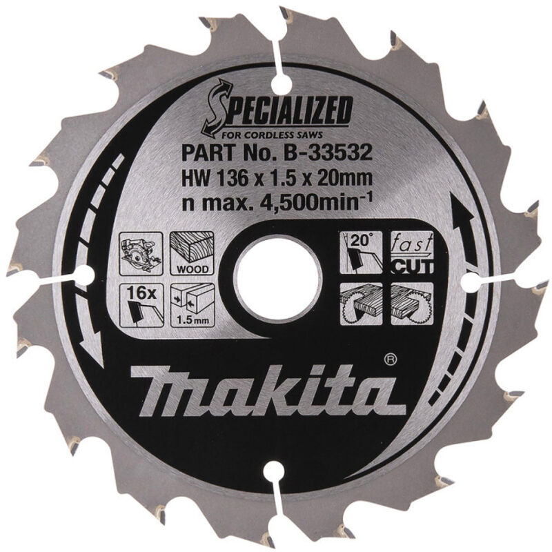 Makita - specialized Lame de scie 136x20x16Z - B-33532