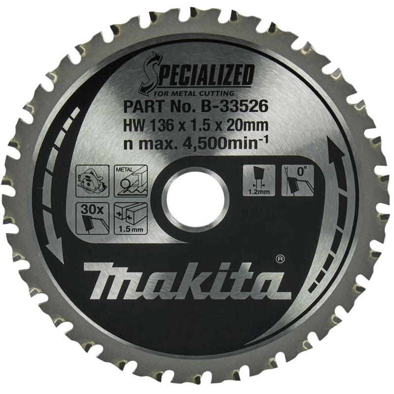 Accessoires - Lame de scie circulaire pour métal, 136x20 mm, 30 dents B-33526 - Makita