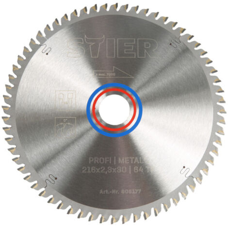 Lame de scie circulaire STIER Profi, métal, 216x2, 3x30 64TF, angle de coupe 0°