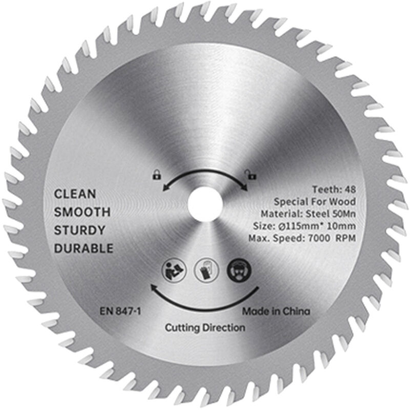 Ineasicer - Lame de scie circulaire tct - 115 mm - Coupe-bois - Acier allié - 48 dents - Scie prête à l'emploi - Pour le travail du bois - Coupe