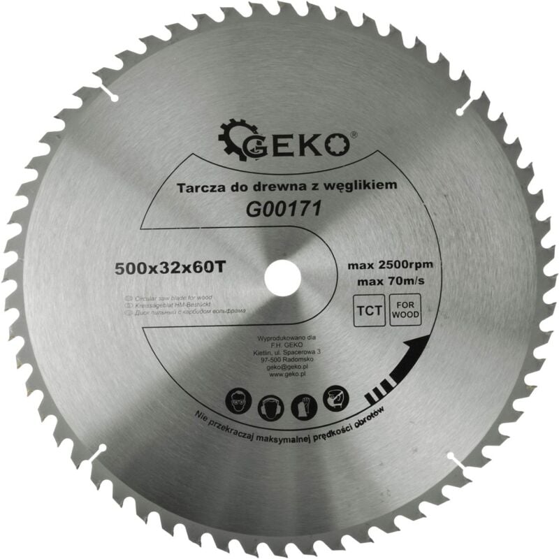 Geko - Lame de scie circulaire tct pour bois Ø500x32 60 dents