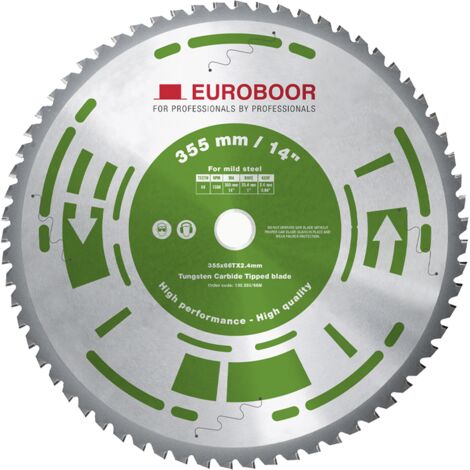 Lame de Scie Euroboor 130.355/66M pour Acier Doux et Aluminium, 355mm, 66 Dents, Compatible avec EDC.355/EDC.135 - Coupe Rapide et Durable grâce au Carbure de Tungstène