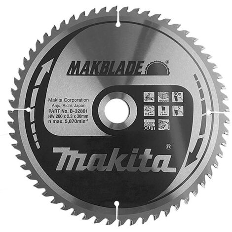 Lame de scie MAKITA B-32801 MakBlade 260 mm x 30 mm 60 dents