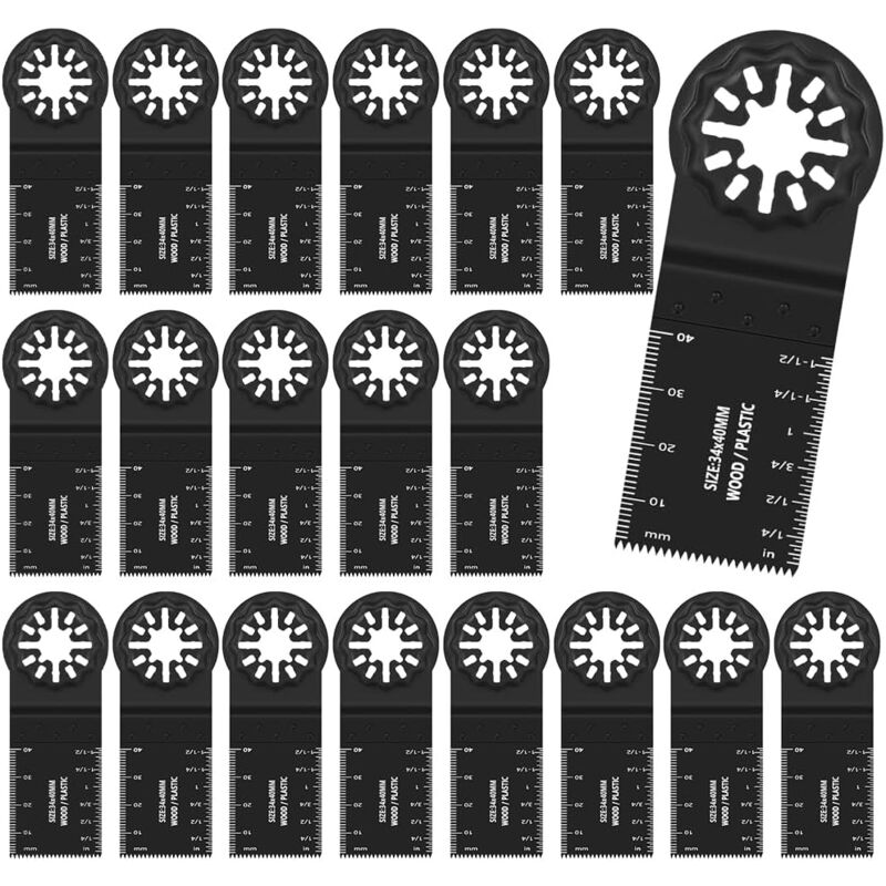 Lame de Scie Oscillante, 20pcs Kit de Lames de Scie 34mm Lame Outil Multifonction Universelles Dégagement Rapide Kit Accessoires pour Plastique,
