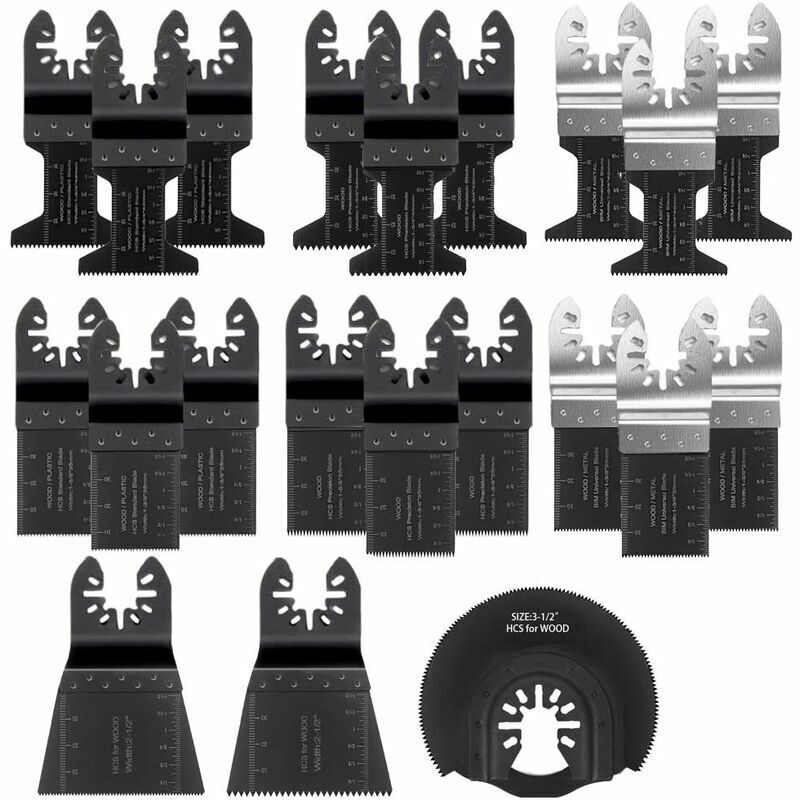 Lame de scie oscillante 21pcs Kit multi-outils mixte avec accessoires pour outil multi-outils oscillant universel à changement rapide pour outil