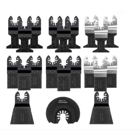 Lame de Scie Oscillante, 21PCS Mixte Outil Multi-Usage Kit, avec Accessoires de Universel Outil Multifonction Oscillant à Libération Rapide pour Coupe General Multi-Tool (Noir)