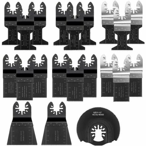 Lame de Scie Oscillante, 21PCS Mixte Outil Multi-Usage Kit, avec Accessoires de Universel Outil Multifonction Oscillant à Libération Rapide pour Coupe General Multi-Tool (Noir)