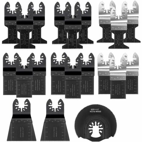 Lame de Scie Oscillante, 21PCS Mixte Outil Multi-Usage Kit, avec Accessoires de Universel Outil Multifonction Oscillant à Libération Rapide pour Coupe General Multi-Tool (Noir)