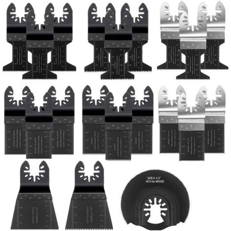 Lame de Scie Oscillante, 21PCS Mixte Outil Multi-Usage Kit, avec Accessoires de Universel Outil Multifonction Oscillant à Libération Rapide pour Coupe General Multi-Tool (Noir)