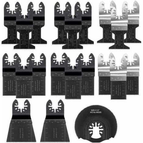 Lame de Scie Oscillante, 21PCS Mixte Outil Multi-Usage Kit, avec Accessoires de Universel Outil Multifonction Oscillant à Libération Rapide pour Coupe General Multi-Tool (Noir)..DEBUNS