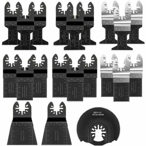 Lame de Scie Oscillante, 21PCS Mixte Outil Multi Usage Kit, avec Accessoires de Universel Outil Multifonction Oscillant à Libération Rapide pour Coupe General Multi Tool (Noir),LO-Ron Cisea