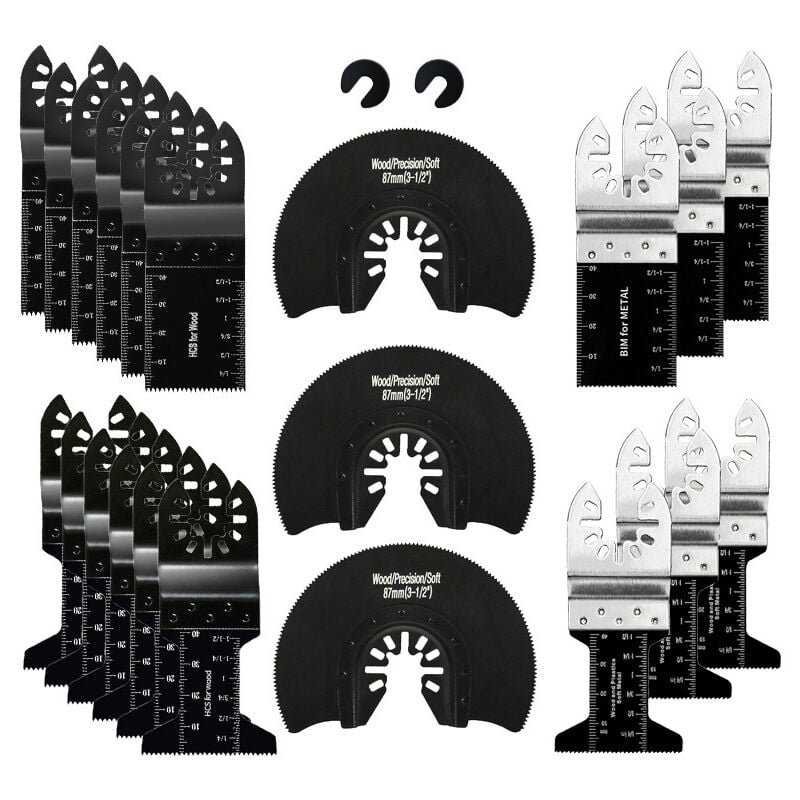 Lame de Scie Oscillante, 23pcs, Outil Multifonction Accessoires Kit pour Plastique, Bois, Métal, Universelle Fein Multimaster, Dremel, Bosch, Makita,