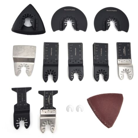 Lame de Scie Oscillante en Acier Carbone pour Bois, Kit Multifonction avec Pelle et Papier de Verre