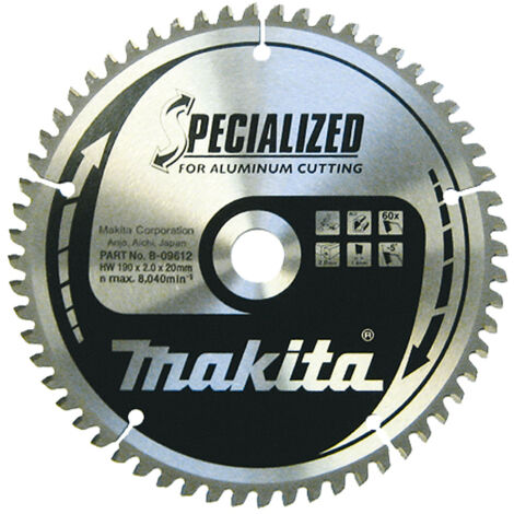 Lame de scie pour aluminium Makita 190x2x20 0 mm Z60 -5°