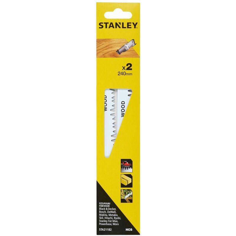 Stanley - 2 Lames de scie sabre hcs 240mm STA21182-XJ