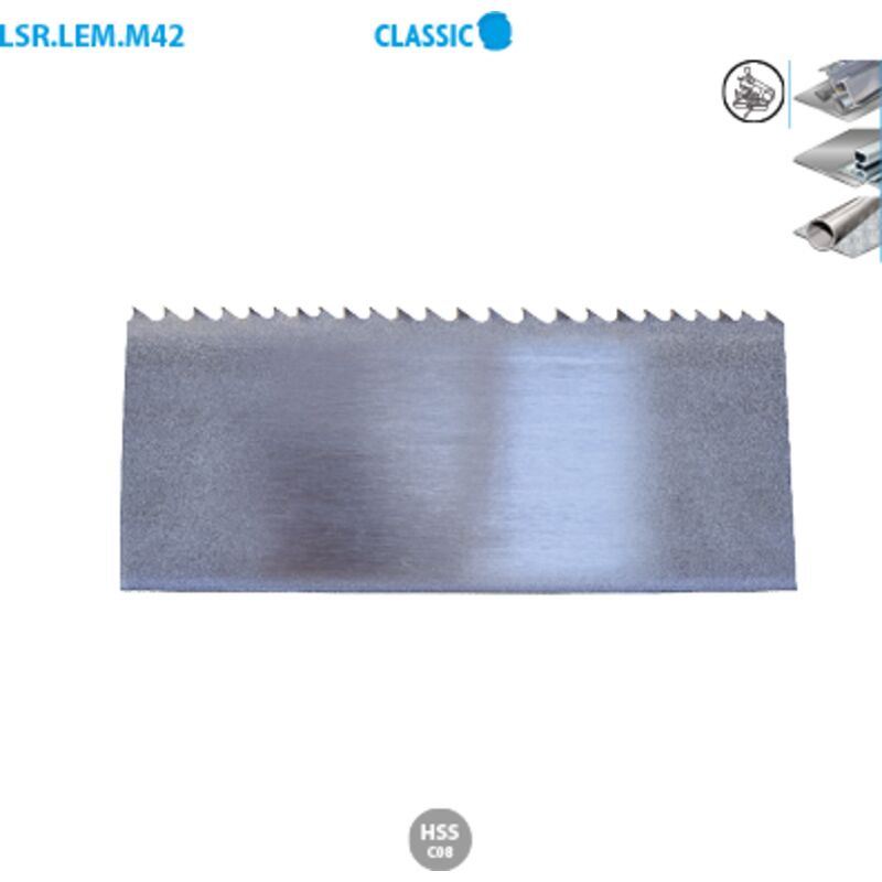 Lama per sega a nastro su misura in bi-metallo M42 al 8% cobalto Classic Larg. 13 Lung. 1140 Spess. 0,65 PASSO (TPI) 6/10