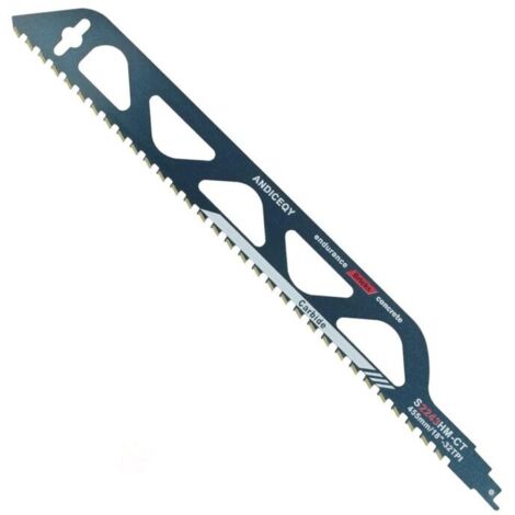 Lame de scie sabre 455mm – Acier au carbure de tungstène – Pour métal, bois, pierre, béton cellulaire, brique, ciment – Couper jusqu'à 41 cm