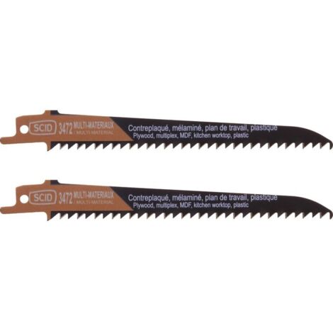 Lame de scie sabre classique bois et plastique SCID - Epaisseur 1,2 mm - Longueur 150 mm - Vendu par 2